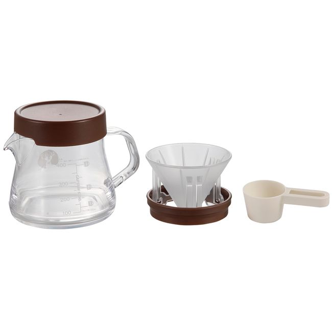 Captain Stag UW-3550 Coffee Dripper Set, Coffee Server, Pop-up Dripper, Break-Resistant, 16.5 fl oz (470 ml), Made in Japan, with Mesh Case, Clear