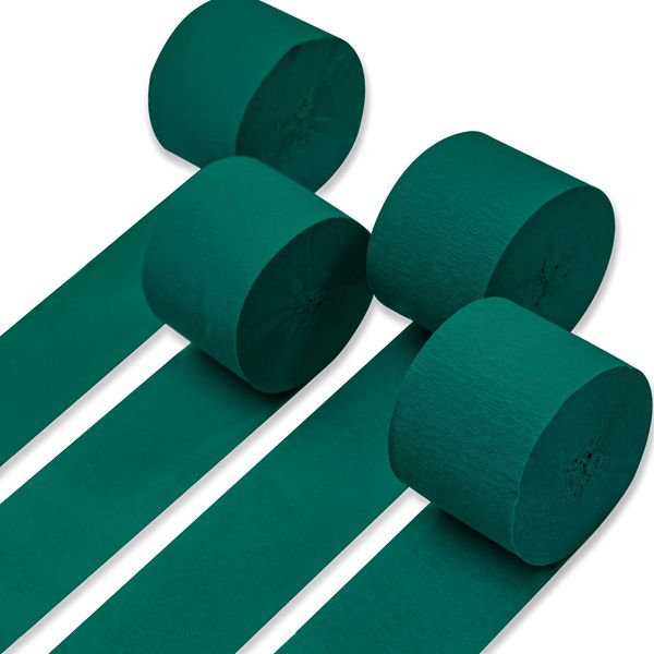 PartyWoo Crepe Paper Streamers 4 Rolls 328ft, Pack of Crepe Paper Bluish Green Party Streamers, Crepe Paper for Birthday Decorations, Party Decorations, Wedding Decorations (1.8 in x 82 Ft/Roll)