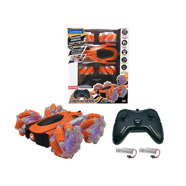 Lexibook - Crosslander Glow-in-The-Dark Radio Control car, Remote Control, Rechargeable, Electronic Action Game, Orange/Black, RC21