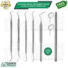 6 Pcs Basic Dental Instrument Scaler & Curette Dentist Prophy Set Veterinary Kit