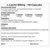 L-Lysine 500mg - 180 Capsules | Pure