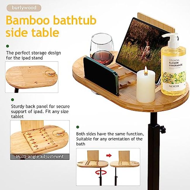 Bamboo Bathtub Tray Table with Adjustable Height, Freestanding Bath Caddy  Tray for Tub Against Wall, Bathtub Side Table for Luxury Bath Home Spa and  Gift Choice - Patent Protected (Natural) 