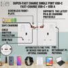 Double Socket with USB | Type-C + USB-A | 35W Super-Fast Charge | White Screwless Wall Outlet 13A