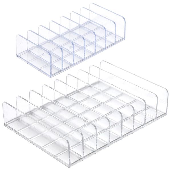 2pcs Makeup Palette Organizer Clear Cosmetic Eyeshadow Palettes Storage Tray - 15 Slots