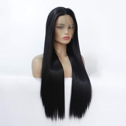 Synthetic Black Lace Front Wigs, Long Straight, 13 x 4 (33x10 cm) Lace Heat Resistant for Women, Replacement Lace Wig, 66 cm (Black Lace Front
