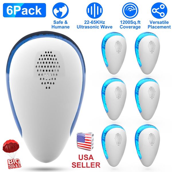 6PCS Ultrasonic Pest Insect Rodent Repeller Electronic Plug-In Rat Cockroach Bug