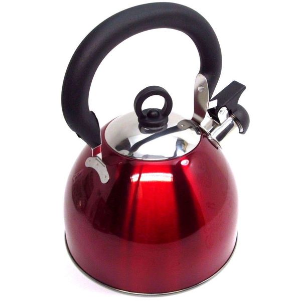 Kabalo 3L Red Stainless Steel Whistling Kettle Stove Top Hob Kitchenware Tea Coffee Camping