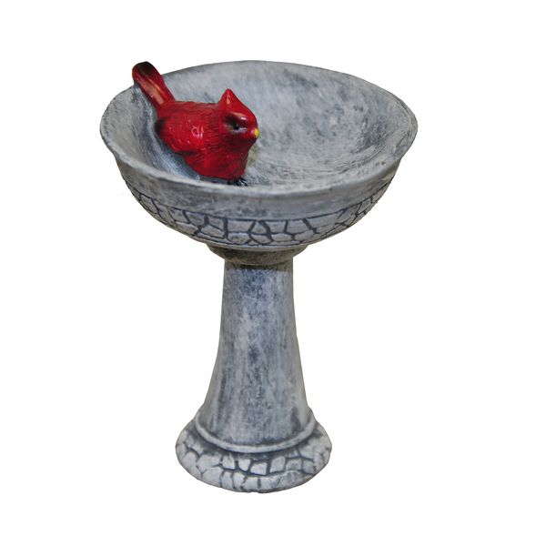 G & F Products MiniGardenn 10027 Fairy Garden Polyresin Miniature, Cardinal Birdbath Pick