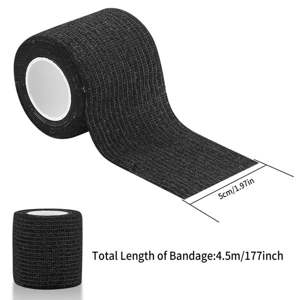 Cohesive Bandage Wrap, 8 Rolls 5cm*4.5m Self Adhesive Vet Bandage Wrap, Self Adherent Elastic Bandage, Elastic Cohesive Pet Tape Bandage Tattoo Grip Cover polychrome for Wrist & Ankle (Black)