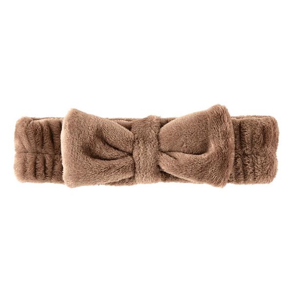 Bella Sleep + Spa Bow Headbands for Skincare Ultra Soft Plush Luxury Spa Headband, One Size, Mocha