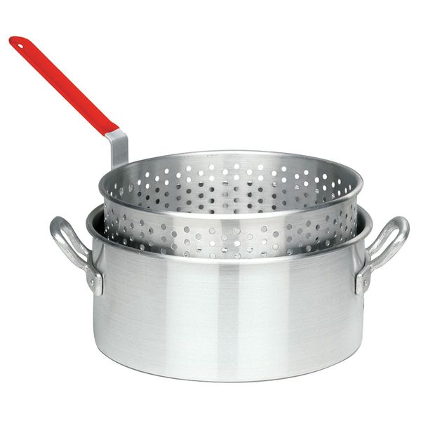 Bayou Classic 10 Quart Aluminum Fry Pot and Basket with Cool Touch Handle