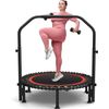 40" Foldable Mini Trampoline Indoor with 4 Level Adjustable Foam Handle for Home