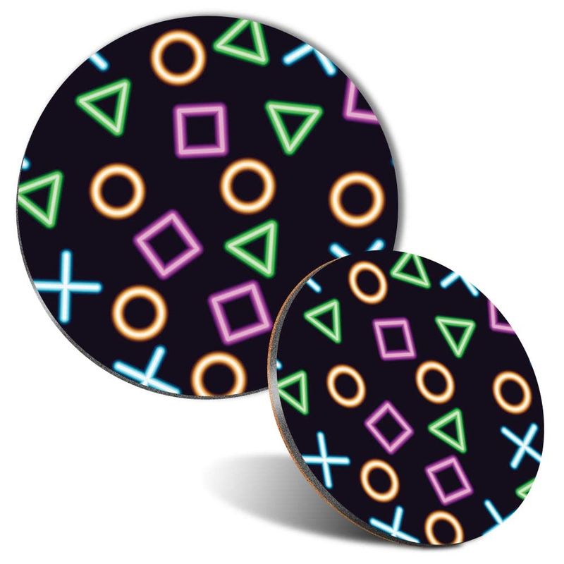 1x Round Mouse Mat & 1x Round 9cm Coaster Matching Set Gamer Buttons ...