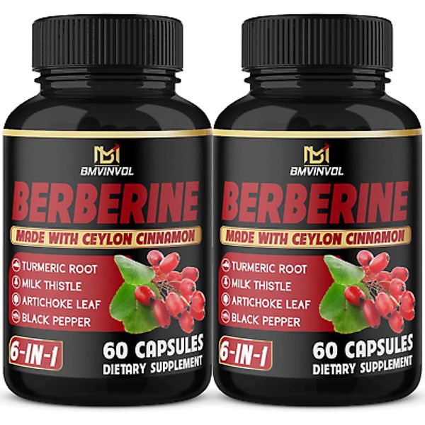 (2 Packs) Berberine Supplement plus Ceylon Cinnamon, Turmeric, Artichoke, Milk T