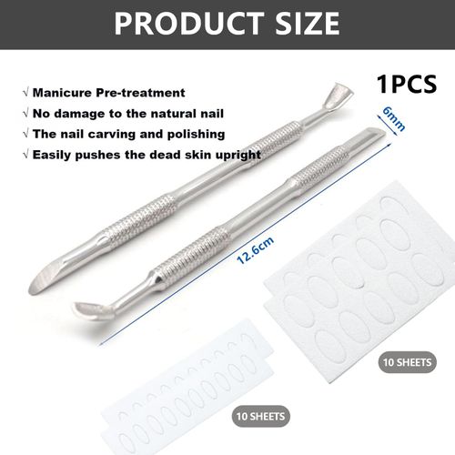 Mitdir Spingi cuticole 2 in 1 Professionale Spatola in metallo Cuticle Pusher Spingi Unghie Spingitore Professionale Argento, Spatola Pusher Pulitore per Manicure Pedicure