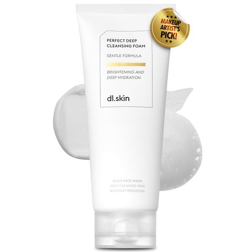 DL SKIN Perfect Deep Gentle Face Wash Cleansing Foam w/ 6 Types of Hyaluronic Acid & Plant-Derived Surfactants | Moisturizing Foaming Facial Cleanser Face Wash for Deep Radiance Hydration (5.07 fl oz)
