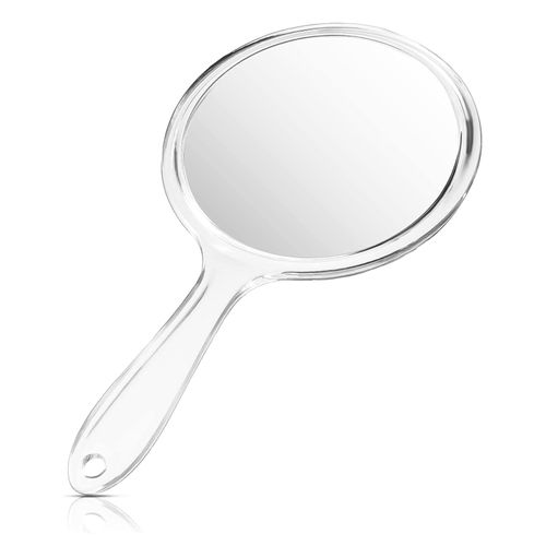 gvivej Hand Mirror with Handle, 27 cm Hand Mirror, Hand Mirror with Magnification, Hand Mirror with Handle, 1X/3X Magnification, for Daily Makeup Women (Transparent)