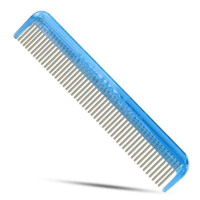 Hair Doctor Vanity Comb with silky smooth rotating teeth prevents hair loss and damage (7" Sky Blue)