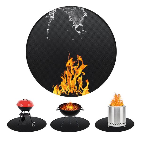 Round BBQ Grill Mat, 48 Inch Double-Sided Fireproof Pad 4-Layer Deck Protector for Indoor Outdoor Grilling
