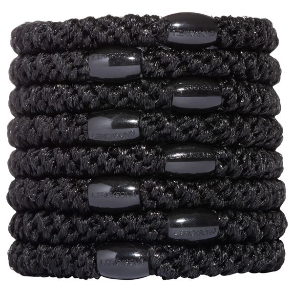 L. Erickson Ponytail Holders - Set of Eight - Solid Black Metallic by L. Erickson