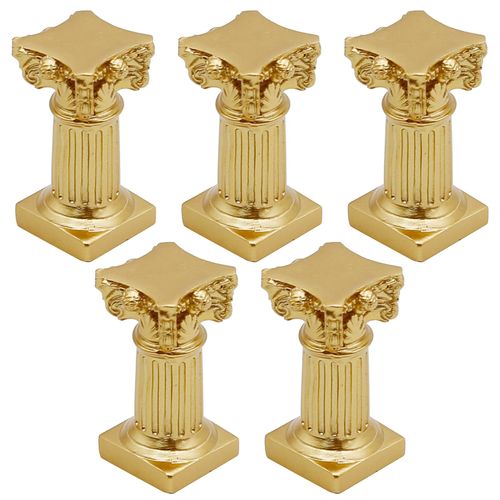 Saihisday 5 Miniature Roman Pillar Greek Columns, Resin Roman Column Candle Holder for Wedding Christmas Table Decoration (Gold)