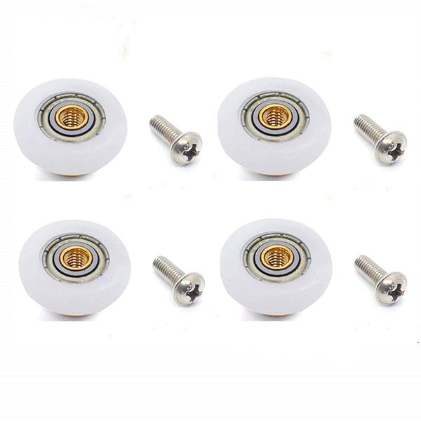 4 Sets Shower Door Rollers Runners Wheels Replacement Part Bathroom Glass Door Runner Sliding Shower Door Roller Wheel - 19mm x 5mm