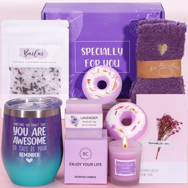 Birthday Gifts for Women, Unique Happy Birthday Relaxing Spa Bath Set Gift  Baskets Ideas for Her