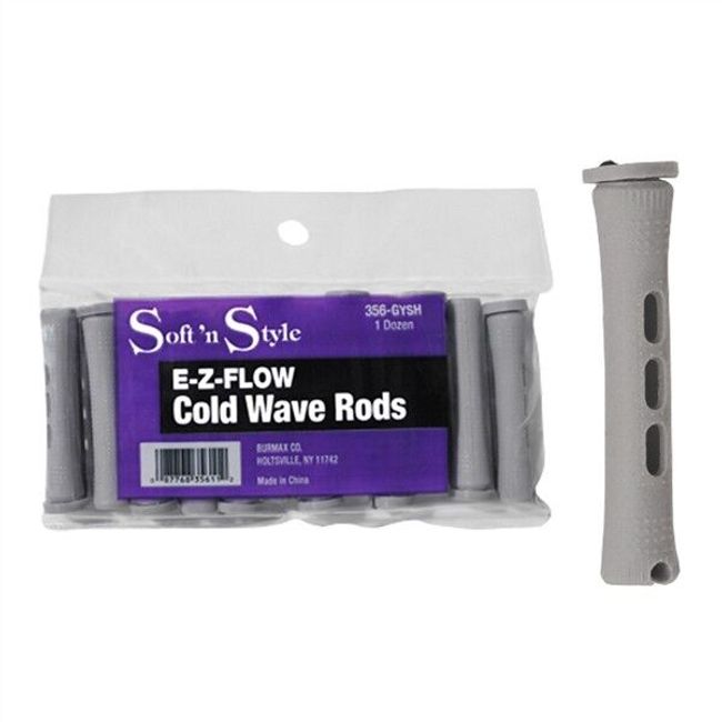 ST-356-GYSH BEAUTY SALON EZ COLD WAVE HAIR PERM RODS - 1 DOZEN GRAY SHORT