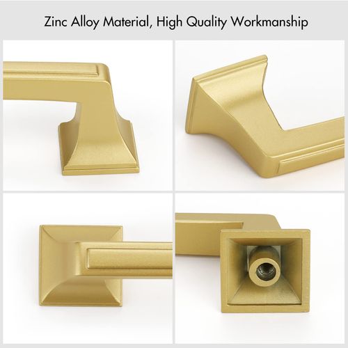 Haidms 10 Pack Gold Drawer Pulls Brushed Gold Cabinet Pulls 3 inch Gold Cabinet Handles Brass Drawer Pulls, Vintage Square Dresser Handles Solid Kitchen Cabinet Handles
