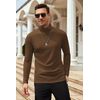 Coofandy Mens Casual Basic Thermal Turtleneck Slim Fit Pullover Thermal Sweaters, Brown, X-Large