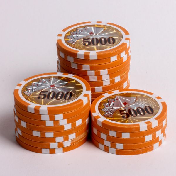 13.5 Gram Plastic Numbered Casino Single Poker Chip Roll (5000)