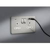 13A 2G SP Switched Socket with Dual USB A+C (5V DC 4.0A shared) - Brushed Chrome with White Insert