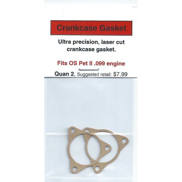 OS Pet II .099 Crankcase Gasket 2 Pack NIP