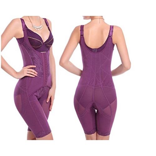 CREPUSCOLO Strongest Fin! 3D Cut Luxury Fabric Bodysuit Bust Up Body Shaper Hip Lifter Girdle Women's Underwear (L, Beige)