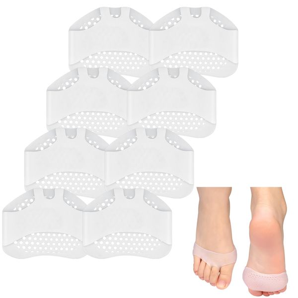 LOPHE 4Pairs Metatarsal Pads, Soft Ball of Foot Cushions for Women Men, Breathable Non-Slip Cover Foot Pad for Relieve Feet Pain, Invisible Forefoot Cushion Pads, Forefoot Support High Heels Inserts