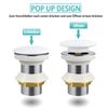 Chrome Unslotted Pop Up Basin Sink Waste Ceramic Waste Plug without overflow (White)