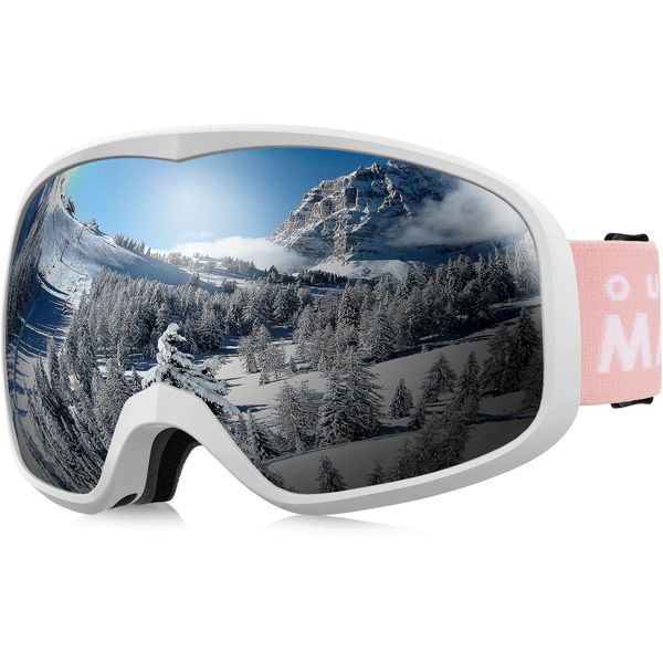OutdoorMaster Ski Goggles, OTG Glasses, UV Protection, Anti-Fog, 180° Wide View, Snow Goggles, Snowboard Goggles, Sports Goggles, Windproof, Dustproof, Snowproof, Radiation Proof, Shock Resistant,