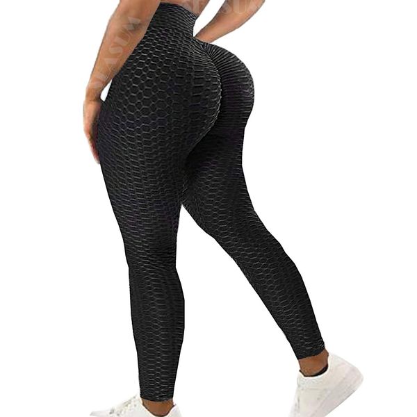 SEASUM Women High Waisted Yoga Pants Workout Butt Lifting Scrunch Booty Leggings Tummy Control Anti Cellulite Textured Tights S