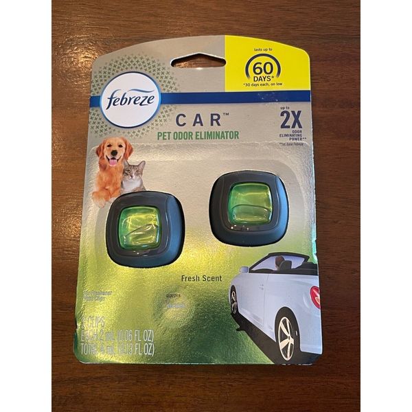 Febreze Car Pet Odor Eliminator 2x Power Air Freshener Vent Clips