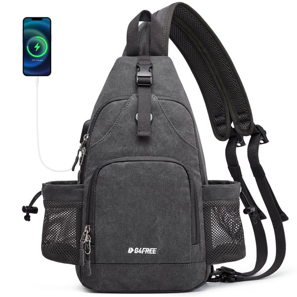 G4Free Sling Bag Crossbody Backpack with Charging Port & RFID Blocking Hiking Daypack Shoulder Chest Bag for Women Men