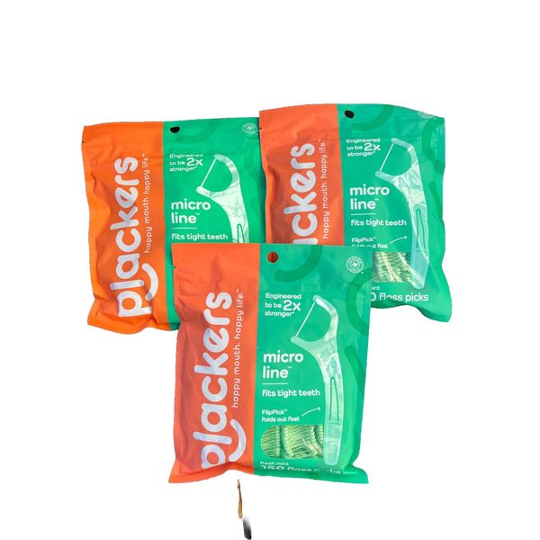 Plackers Dental Floss Picks Micro Line Fresh Mint (150 Count) 3 Packs