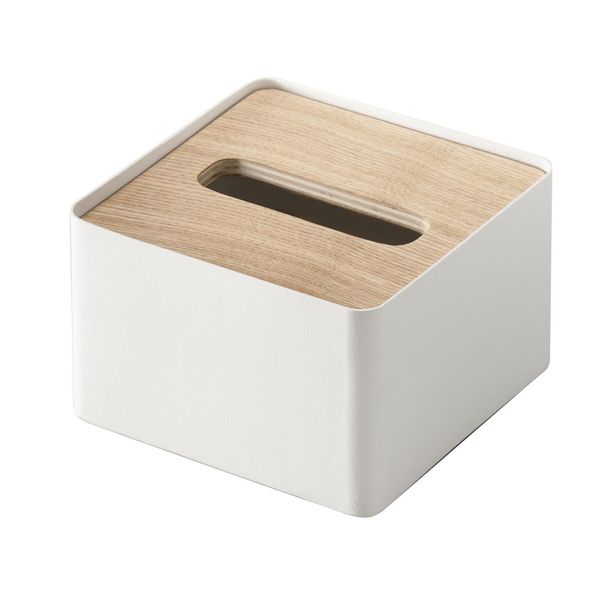 Yamazaki Industries 7732 Tissue Case with Lid, Rin, S, Natural