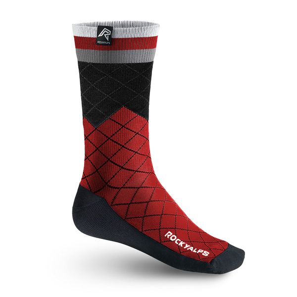 Rocky Alps Mountainbike Fahrrad Socken Design MP (Mountain Pixel) (L 43 - 46, Red)