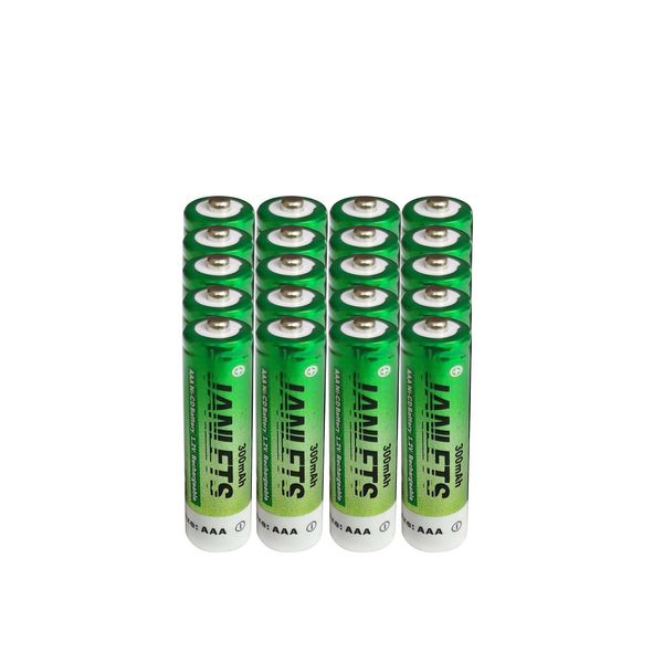 JANLETS Solla NiCD AAA Rechargeable Battery, 300mAh Solar Batteries(20pack) for Solar Garden Lights, Anti-Leak, Outdoor Durability, Toys