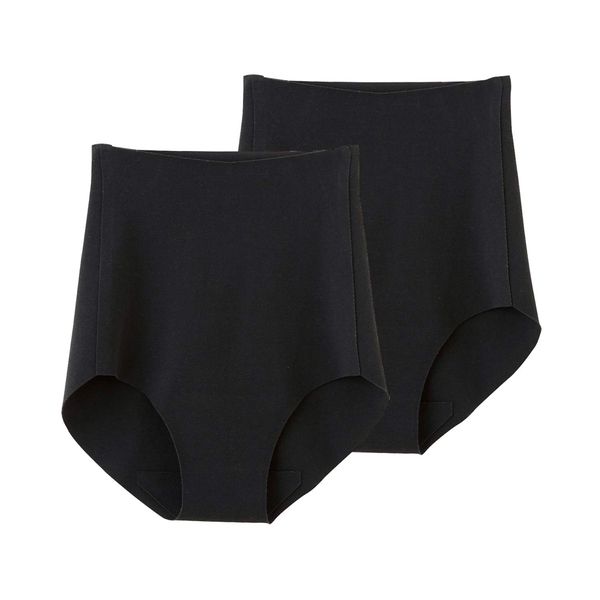 Gunze KL2070 Women's Panties, Kireilabo, Completely Non-Sewn, Cotton Blend, Regular Shorts, Set of 2, Black