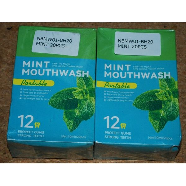 2 Sadoer MINT Mouthwash Boxes 40 Portable Packs Travel Oral Health Protect Gums