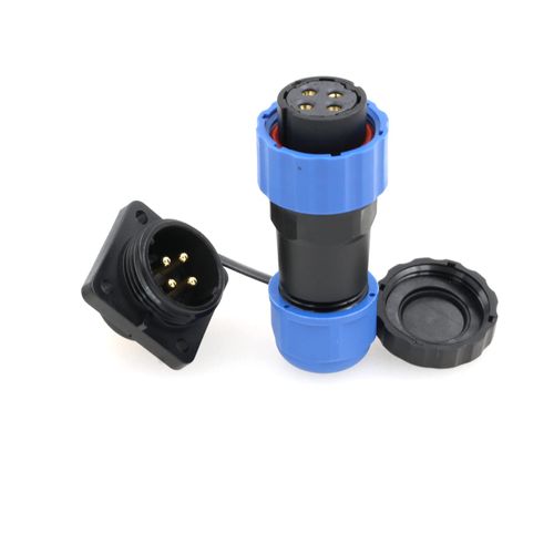ZBLZGP SD20 Square Panel Cut Power Cable Connector Waterproof IP68 LED Aviation Power Cable Plug Socket for Outdoor Lighting (Female Plug and Male Socket, 4 Pin)