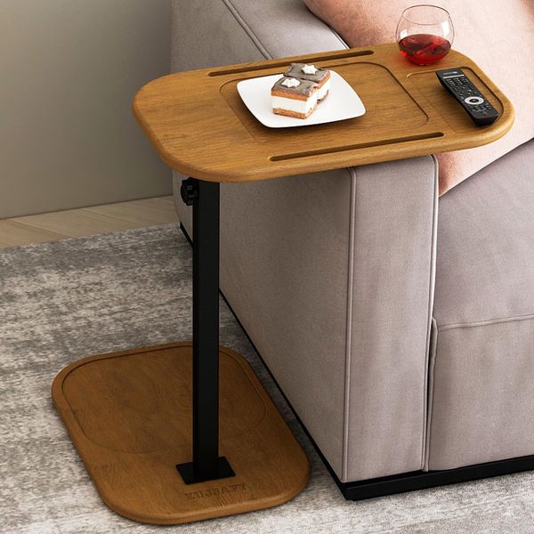 ZUJJAFY C-Shaped End Table, Small Side Table for Small Spaces, Portable Coffee Table Tray for Couch, Sofa Table with Adjustable Height for Living Room, Bedroom, Bedside and Bathtub