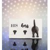 Mud Pie HIS, HERS & PUP WALL HOOK, White, Brown, 2.00" x 11.00"