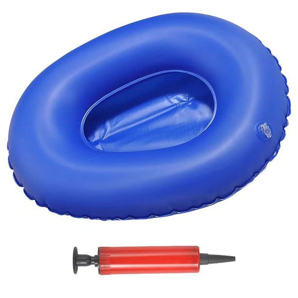 Inflatable Bedpan Air Inflation Bed Pan Cushions Potty Portable Bathroom Potty with Inflator for Bedridden Patients Reusable Elderly Bedridden